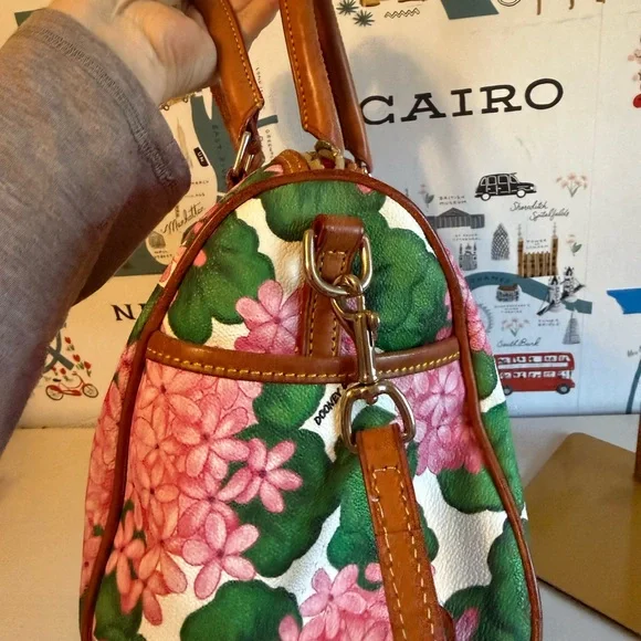 Dooney & Bourke Pink and Green Hydrangea Floral Satchel - Picture 4 of 9